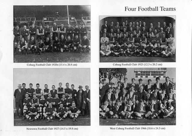 multiple images of four football teams 