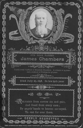 [memorial card for James Chambers]