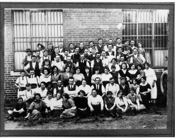 Workers outside factory