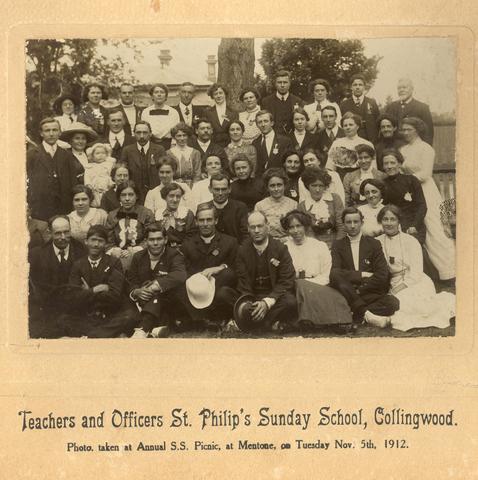 Collingwood:1912. Teachers and officers of St Philip's Sunday School